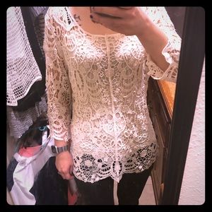 Adiva cream crochet top